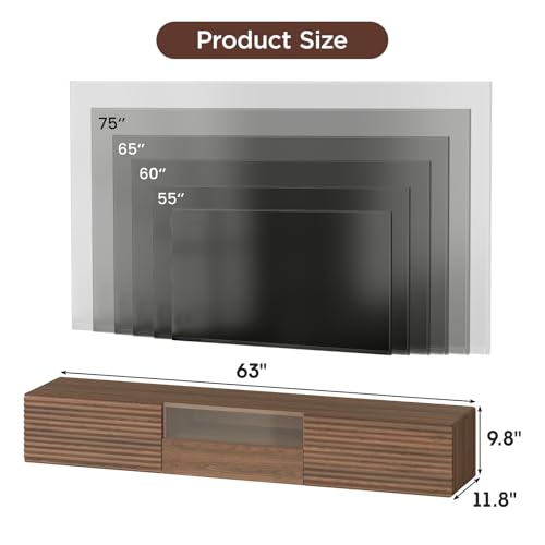 63" Floating TV Stand for TVs up to 75",Fluted Entertainment Center, view 3