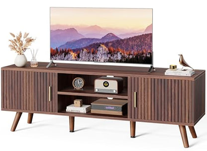TV Stand for 55 Inch TV, Entertainment Center with Adjustable Shelf, 2 Cabinets, view 2