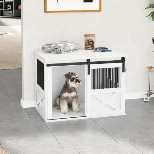36" Wooden Dog Crate Furniture,Big Kennel Pet Cage End Table for Indoor, view 7
