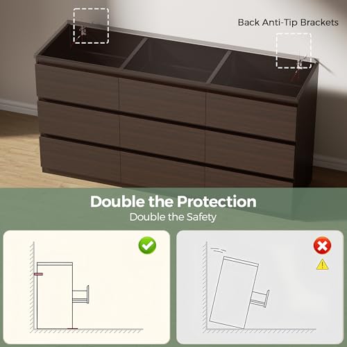 Modern 9 Drawer Dresser for Bedroom, Simply Chest of Drawers, view 6