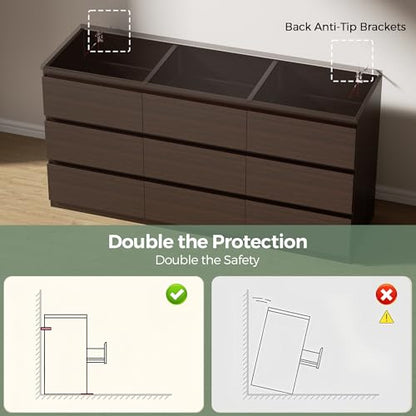 Modern 9 Drawer Dresser for Bedroom, Simply Chest of Drawers, view 6