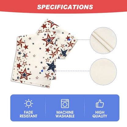 Old Style Stars American Flag 4th of July Table Runner, Memorial Day Kitchen Dining Table Decoration for Home Party Decor 13x72 Inch
