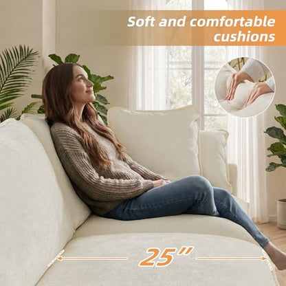 Modular Sectional Sofa with Storage Ottomans,102" L-Shaped Cloud Couch,Comfy Modern Couches with Pillows & Upholstered Deep Seat Cushion for Apartment Living Room Bedroom（Beige）