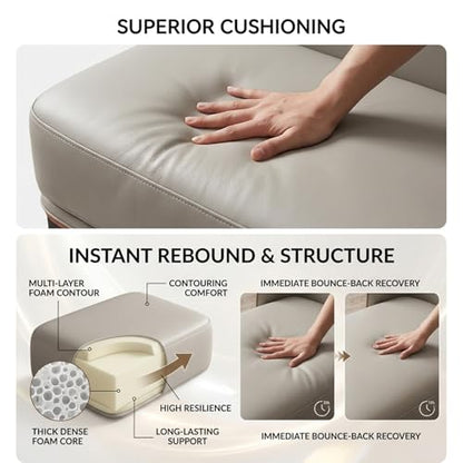 Storage Ottoman Bench for Bedroom, Modern Faux Leather Entryway Bench, Rounded Edges Design, Cozy Foot of Bed Furniture, 35.4x17.7x19.7 Inches