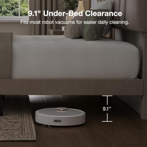 Queen Bed Frame with 2 Storage Drawers and Headboard, Linen Beige, view 6