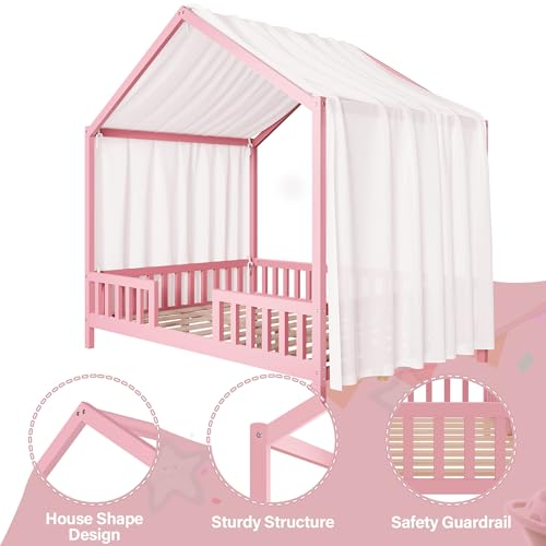 Full Montessori House Bed with High Rails, view 7