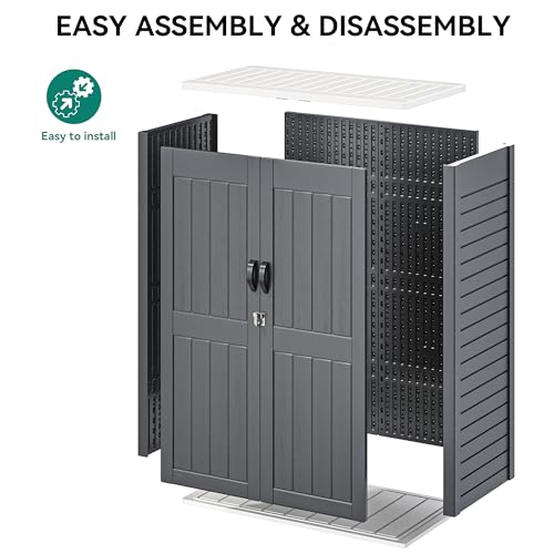 59 cuft Vertical Outdoor Storage Shed w/o Shelf, 5.6 x 2.3 ft Lockable Resin Waterproof Tall Storage Cabinet, Suitable for Patio Furniture, Pool Accessories, and Garden Tools, Dark Gray