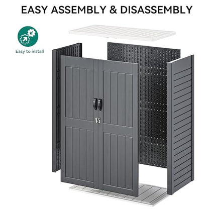 59 cuft Vertical Outdoor Storage Shed w/o Shelf, 5.6 x 2.3 ft Lockable Resin Waterproof Tall Storage Cabinet, Suitable for Patio Furniture, Pool Accessories, and Garden Tools, Dark Gray