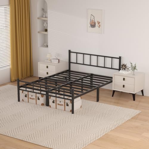 Full Bed Frame with Headboard,Steel Slat Support,Easy Assembly, view 5