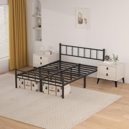 Full Bed Frame with Headboard,Steel Slat Support,Easy Assembly, view 5