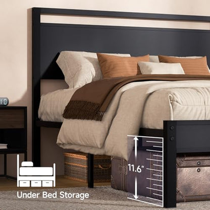 Wooden Headboard Metal Platform Bed, view 6