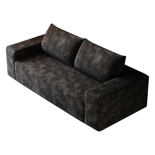 63" Cloud Loveseat Boneless Sofa Couch in a Box, No Assembly Required 2 Seater Foam Compression Couches, Modern Living Room Floor Sofa Couch Corduroy Small Love Seat