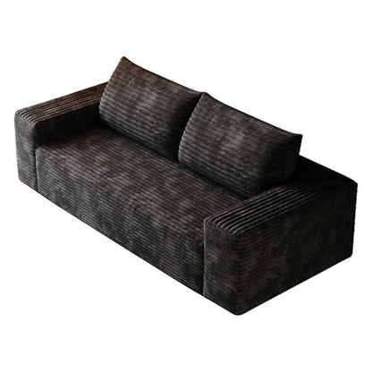 63" Cloud Loveseat Boneless Sofa Couch in a Box, No Assembly Required 2 Seater Foam Compression Couches, Modern Living Room Floor Sofa Couch Corduroy Small Love Seat