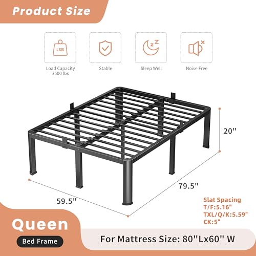 Heavy Duty Queen Bed Frame with Round Corners, view 4