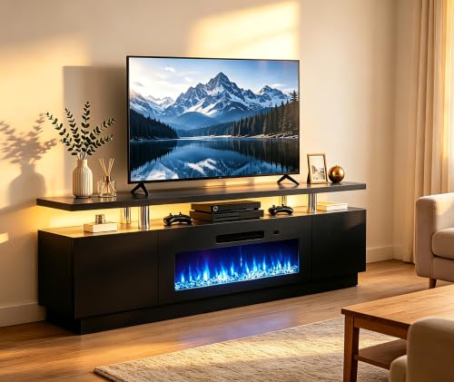 70'' Fireplace TV Stand, Entertainment Center with 36" Electric Fireplace, view 2