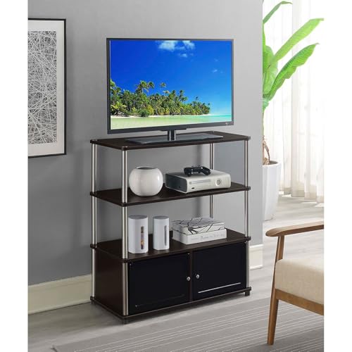 Designs2Go Highboy TV Stand with Storage Cabinets and Shelves for TVs up to 40 Inches, Espresso