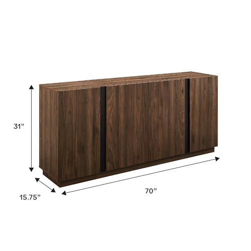 Liss Contemporary 4-Door Minimalist Sideboard 70 Inch Dark Walnut