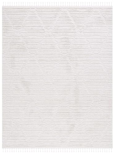 SAFAVIEH Area Rug 8x10 - Marrakesh Collection - Large - Beige, Moroccan Trellis Design with Tassel Detail, Non-Shedding & Easy to Clean, Ideal for Living Room, Bedroom, Dining Space (MRK517C)
