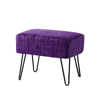 sImperial Purple Fuzzy Velvet Ottoman, 19" Rectangular Foot Rest Stool for Living Room, Small Space Entryway Bench Shoes for Bedroom End of Bed, Decorative Makeup Stool for Adult