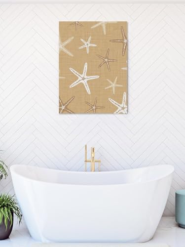 NuYeBiofx Summer Beach Ocean Starfish Canvas Wall Art Prints,48"x32" Framed Picture Artwork Marine Stars on Burlap Flax Printed Canvas Oil Painting for Living Room Bedroom Office,Ready to Hang