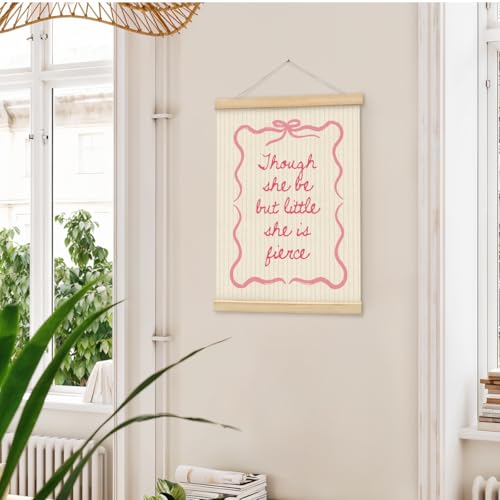 Girls Room Decor, Baby Girl Wooden Poster Hanger, Pink Bow Coquette Trendy Preppy Girly Wall Decor, 12x16 Inch