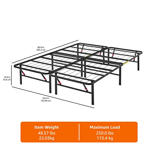 Bed Frame with Storage, Foldable Metal Platform, Sturdy Steel, view 4