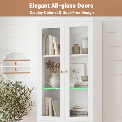80" Bookshelf with Glass Doors and Adjustable Shelves, Set of 2, view 5