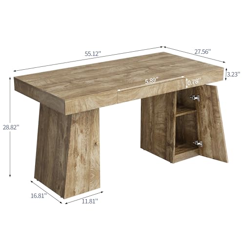 Modern Computer Desk, Large Office Desk with Drawers, view 4
