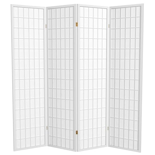 6 ft. Tall Window Pane Shoji Screen - White - 4 Panels