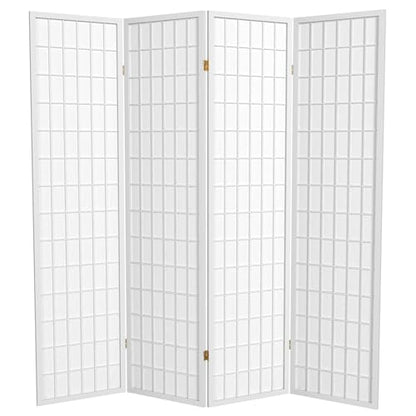 6 ft. Tall Window Pane Shoji Screen - White - 4 Panels