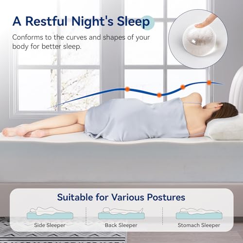 Memory Foam Mattress, Soft Plush Feel, Breathable, 12 Inch, Queen, White/Grey, view 6