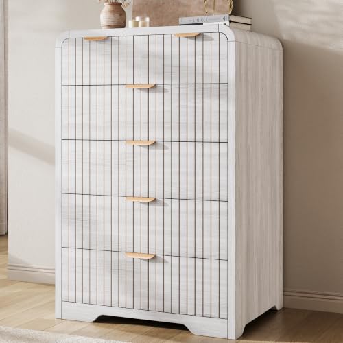 Fluted 6 Drawer Dresser for Bedroom, 43" Tall Dresser Chest of Drawers, view 2