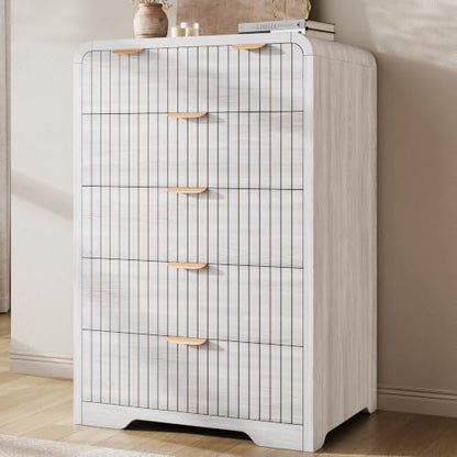 Fluted 6 Drawer Dresser for Bedroom, 43" Tall Dresser Chest of Drawers, view 2
