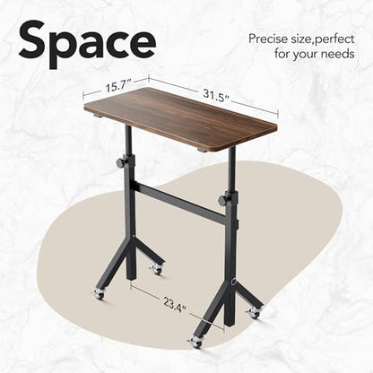 28-46" Small Standing Desk Adjustable Heigh, Mobile Stand Up Desk with Wheels, view 4