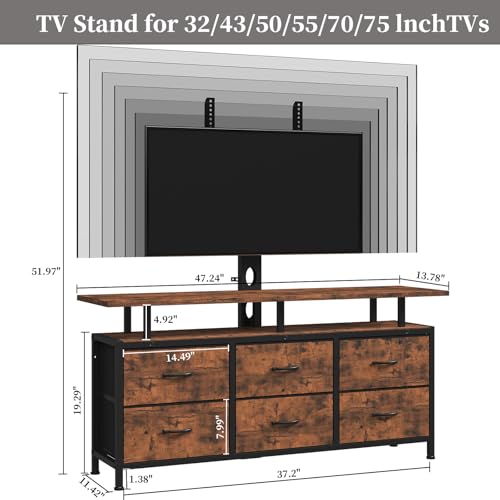 Rustic Brown TV Stand with Mount for 32/45/55/60/65/75 inch TVs, view 3