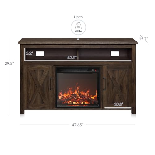 Corin 48" TV Stand with 18" Electric Fireplace - Dark Walnut, view 4