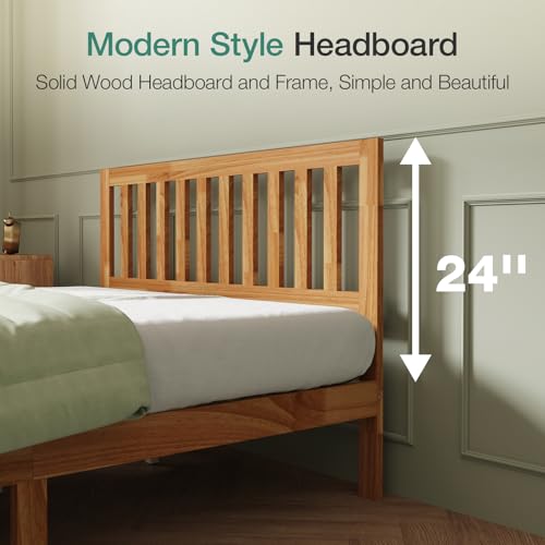 Full Size Bed Frame Wood Full Bed Frame with Headboard, view 6