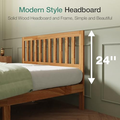 Full Size Bed Frame Wood Full Bed Frame with Headboard, view 6