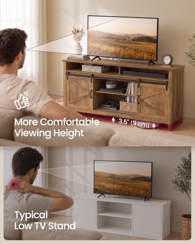 VASAGLE Tall Farmhouse TV Stand, Entertainment Center with Barn Doors, view 7
