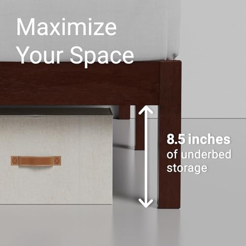 Classic Walnut Platform Bed with Storage, Easy Assembly, view 8