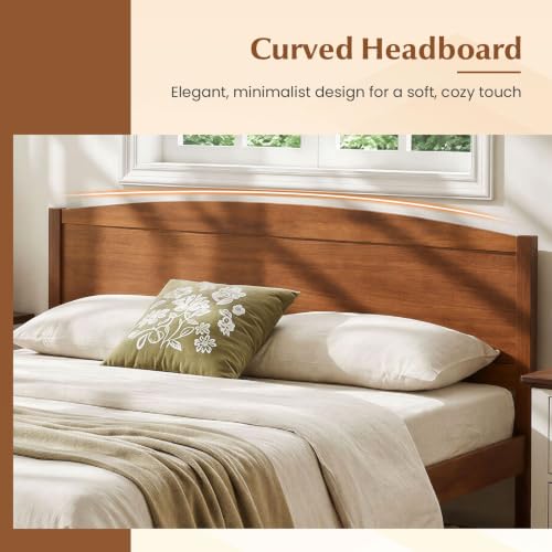 Queen Wooden Bed with Curved Headboard, view 5