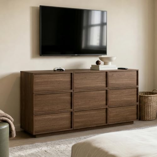 9 Drawer Dresser for Bedroom, 59.1" Wide Double Chest of Drawers with Storage, view 4