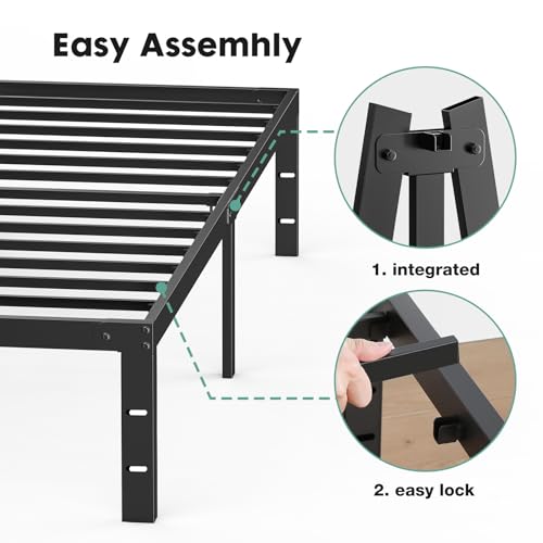 Twin bed frame, platform base, 14 inch height, view 4