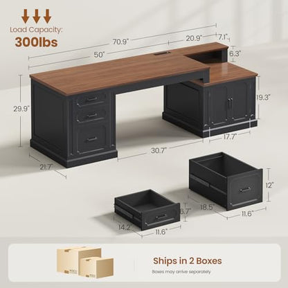 Farmhouse 70.9" Executive Desk, view 3
