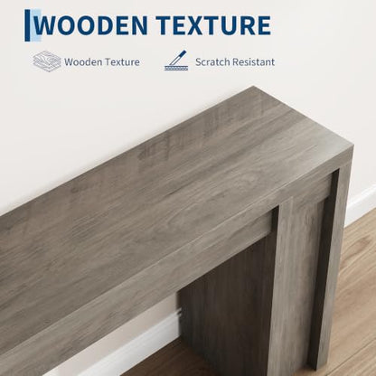 70.9 in Gray Entryway Table, Wooden Farmhouse Console Table Below Mounted TV, view 6