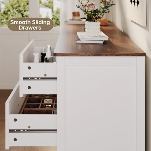 Farmhouse 7 Drawers Dresser, White Chest of Drawers, view 6