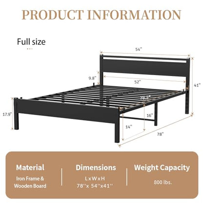 Easy Install 16 Inch Full Size Bed Frame with Headboard&Footboard, view 3