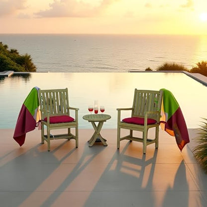 Bahama Wilshire 3-Piece Outdoor Teak Bistro Set Premium Patio Garden Balcony Dining Table with Two Armchairs Weather Resistant Furniture for Elegant Alfresco Living and Relaxation