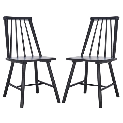 SAFAVIEH Home Collection - Analin Black Dining Chair, Set of 2, Mid-Century Solid Wood Spindle Back Chairs (DCH3302D-SET2)