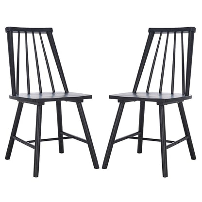 SAFAVIEH Home Collection - Analin Black Dining Chair, Set of 2, Mid-Century Solid Wood Spindle Back Chairs (DCH3302D-SET2)